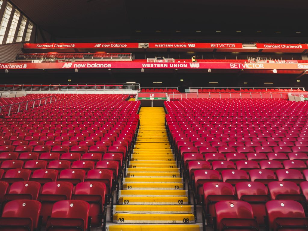 Bancada do estádio Anfield, do Liverpool